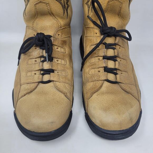 VTG Tony Lama Boots 10.5 Teny Tan Leather Western Rodeo Sneakers Tall T4854 RARE - Picture 8 of 15